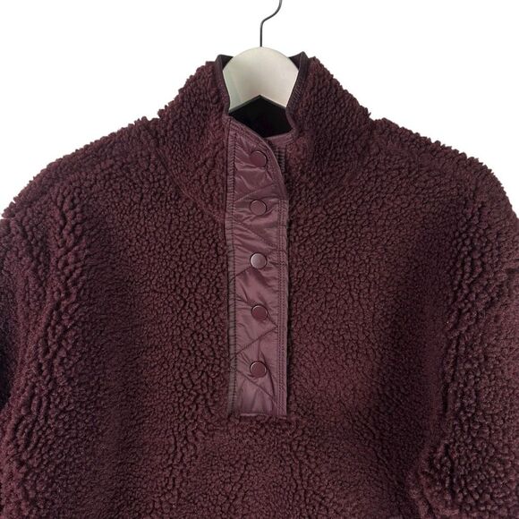 Athleta Womens Small Cozy Sherpa Snap Sweatshirt Eggplant - Picture 5 of 9